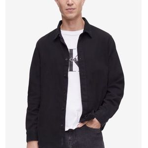 Mens Calvin Klein Denim Button Down Black Size Large